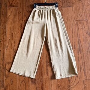 Zara Kids!!!  Beige/Camel color Elastic Waist Wide Leg Trousers SZ 11-12 youth